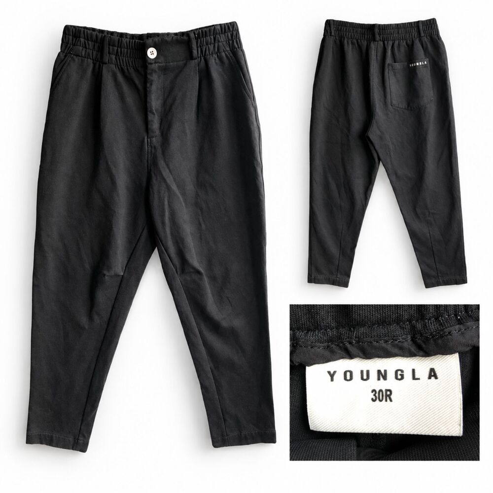 Youngla Tapered Jogger Sweatpants Mens 30R Black Stretch Gym Workout Performance